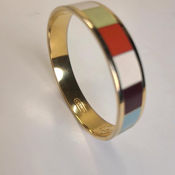 COACH VIntage 65th anniversary multicolor striped bracelet /bangle gold - Picture 5 of 5
